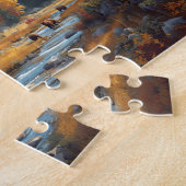 Autumn Cabin Bears River Mountain Landscape ジグソーパズル (側面)