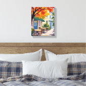 Autumn Cafe Watercolor Fall Foliage キャンバスプリント (インサイチュ (寝室))