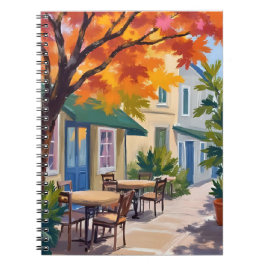 Autumn Cafe Watercolor Fall Foliage ノートブック