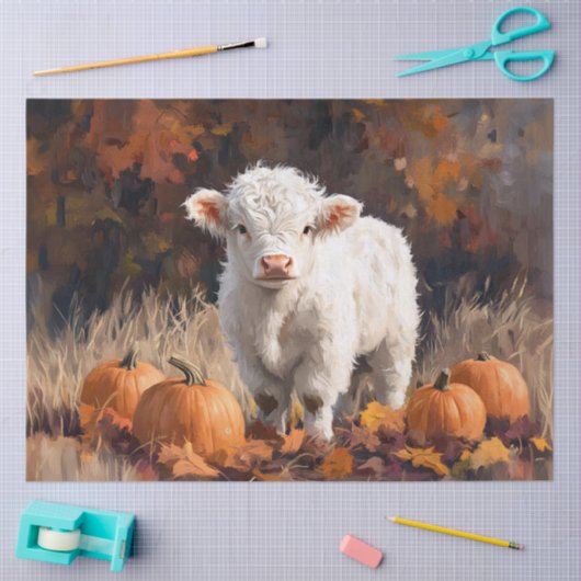 Autumn Calf Among Pumpkins Decoupage 薄葉紙 (クラフト)