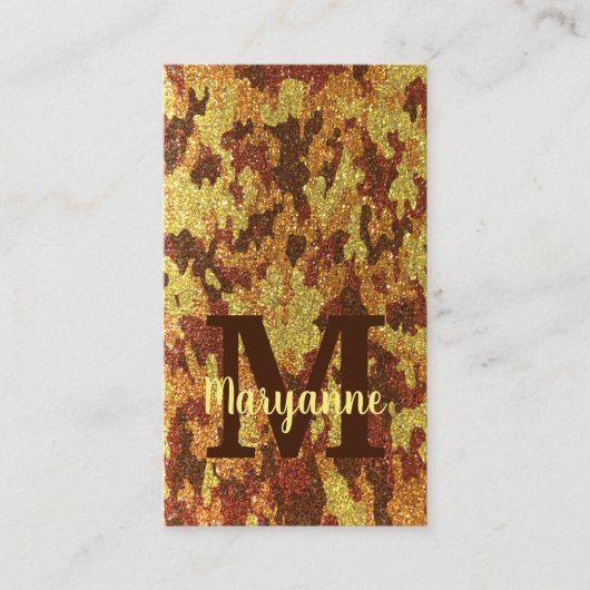 Autumn Camouflage Glitter Orange Hunting Camo 名刺 (正面)