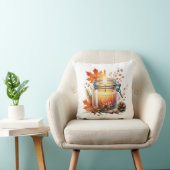 Autumn Candle & Fall Leaves Decorative Throw Pillo クッション (椅子)
