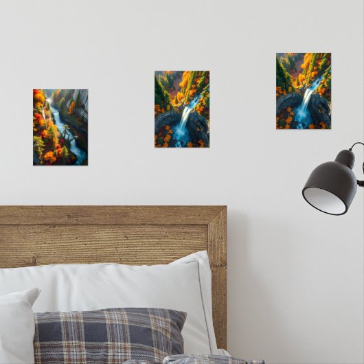 Autumn Canyon Waterfall – Vibrant Fall Forest Land (寝室)