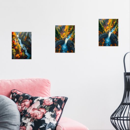 Autumn Canyon Waterfall – Vibrant Fall Forest Land (リビング)