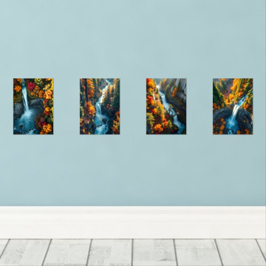 Autumn Canyon Waterfall – Vibrant Fall Forest Land (ウッドフロア)