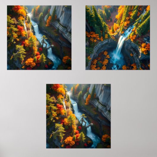 Autumn Canyon Waterfall – Vibrant Fall Forest Land (正面)