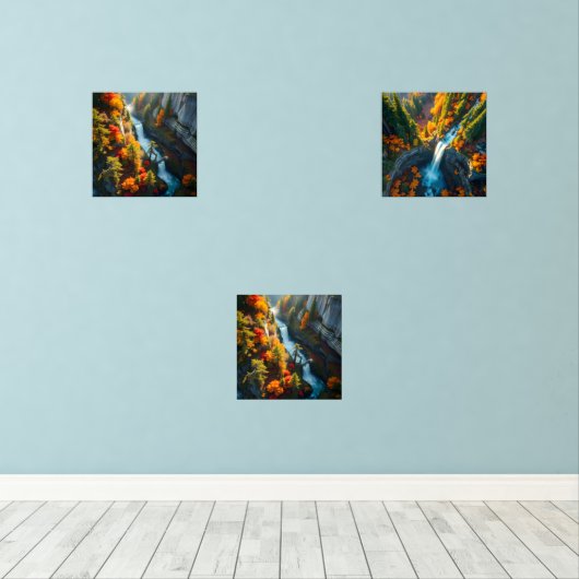 Autumn Canyon Waterfall – Vibrant Fall Forest Land (ウッドフロア)