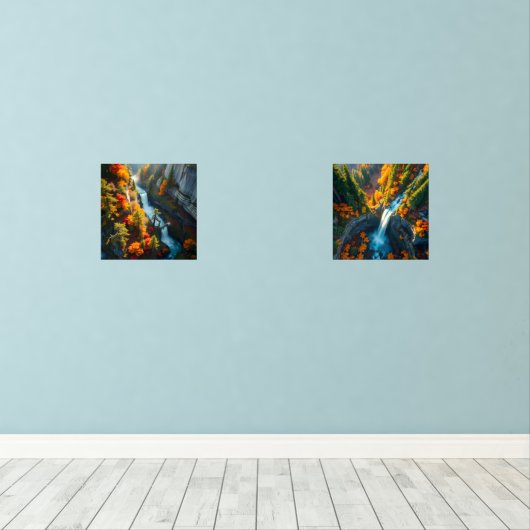 Autumn Canyon Waterfall – Vibrant Fall Forest Land (ウッドフロア)