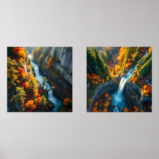 Autumn Canyon Waterfall – Vibrant Fall Forest Land (正面)