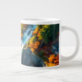 Autumn Canyon Waterfall – Vibrant Fall Forest Land ジャンボコーヒーマグカップ (右)