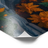 Autumn Canyon Waterfall – Vibrant Fall Forest Land フォトプリント (角)