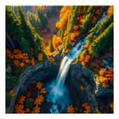 Autumn Canyon Waterfall – Vibrant Fall Forest Land ポスター (正面)