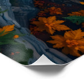 Autumn Canyon Waterfall – Vibrant Fall Forest Land ポスター (コーナー)
