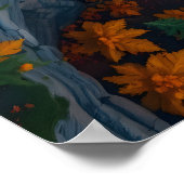 Autumn Canyon Waterfall – Vibrant Fall Forest Land ポスター (角)
