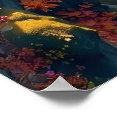 Autumn Canyon Waterfall – Vibrant Fall Forest Land ポスター (角)