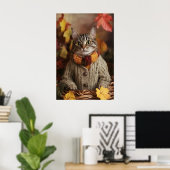 Autumn Cat Art Print, Cozy Fall ポスター (ホームオフィス)