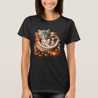 Autumn Cat Graphic for Kitten Mom and Cat Grandma  Tシャツ