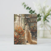 Autumn Cat with Flowers – Fall Thanksgiving シーズンポストカード (スタンド正面)