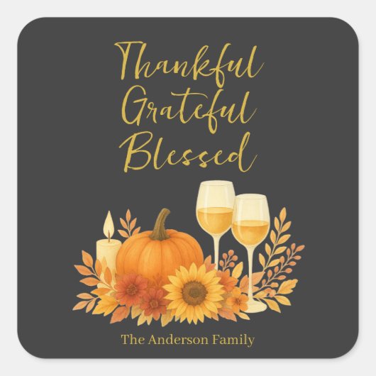 Autumn Celebration - Elegant Gold Thanksgiving  スクエアシール (正面)