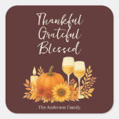 Autumn Celebration - Elegant Gold Thanksgiving  スクエアシール (正面)