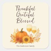 Autumn Celebration - Elegant Gold Thanksgiving  スクエアシール (正面)