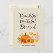 Autumn Celebration - Elegant Gold Thanksgiving  ポストカード (正面/裏面)