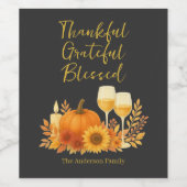 Autumn Celebration - Elegant Gold Thanksgiving  ワインラベル (シングルラベル)