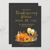 Autumn Celebration - Elegant Gold Thanksgiving  招待状 (正面/裏面)