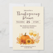 Autumn Celebration - Elegant Gold Thanksgiving  招待状 (正面)