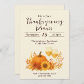 Autumn Celebration - Elegant Gold Thanksgiving  招待状 (正面/裏面)