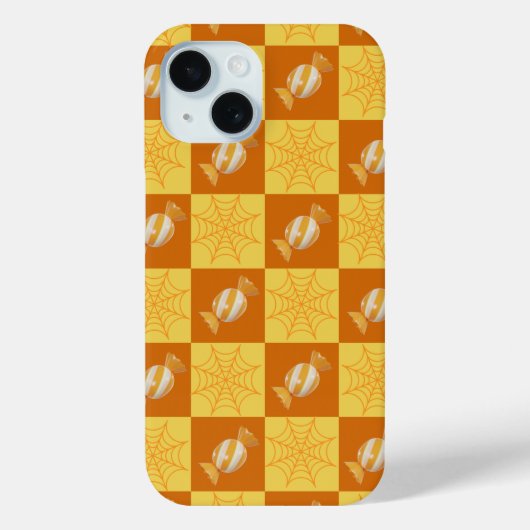 Autumn Checkered Cobweb & Snacks iPhone case Case-Mate iPhoneケース (裏面)