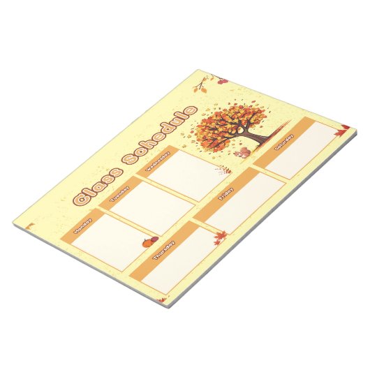 Autumn Class Schedule with Cute Fall Illustrations ノートパッド (アングル)