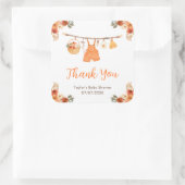Autumn Clothes Line Boy Baby Shower Thank You スクエアシール (バッグ)