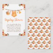 Autumn Clothes Line Girl Baby Display Shower エンクロージャーカード (正面/裏面)