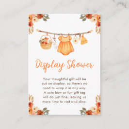 Autumn Clothes Line Girl Baby Display Shower エンクロージャーカード
