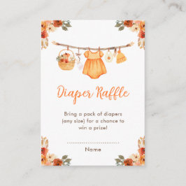 Autumn Clothes Line Girl Baby Shower Diaper Raffle エンクロージャーカード