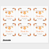 Autumn Clothes Line Girl Baby Shower Thank You スクエアシール (シート)