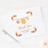 Autumn Clothes Line Girl Baby Shower Thank You スクエアシール (封筒)