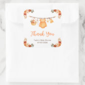 Autumn Clothes Line Girl Baby Shower Thank You スクエアシール (バッグ)