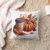Autumn Coffee & Pumpkin Pillow クッション (ブランケット)