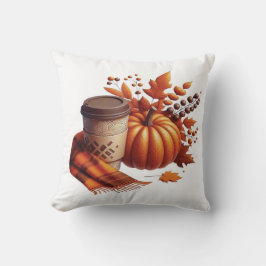 Autumn Coffee & Pumpkin Pillow クッション