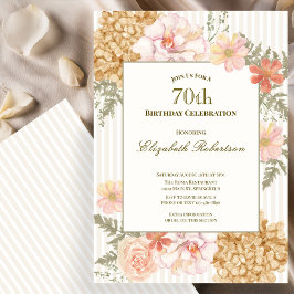Autumn Colors Floral 70th Birthday Invitation 招待状