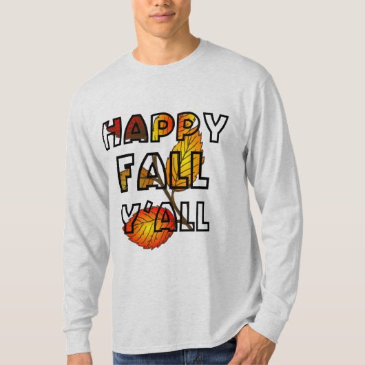 Autumn Colors Happy Fall Y'All Topography Leaves Tシャツ (正面)
