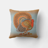 Autumn Colors Male Turkey Fanned Tail Leaves クッション (裏面)