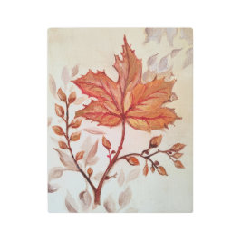 Autumn cooper vine leaf メタルプリント