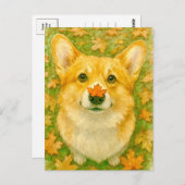 Autumn Corgi Charm Cozy Fall Postcard ポストカード (正面/裏面)