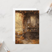 Autumn Cottage in the Woods Hello Flat カード (正面/裏面インサイチュ)