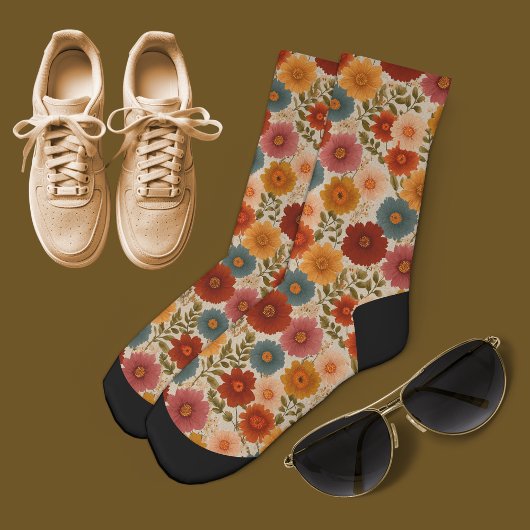 Autumn Cottagecore Floral ソックス