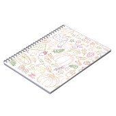 Autumn Cozy Doodle Pattern – Fall Pumpkins, Leaves ノートブック (左側)
