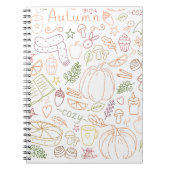 Autumn Cozy Doodle Pattern – Fall Pumpkins, Leaves ノートブック (正面)